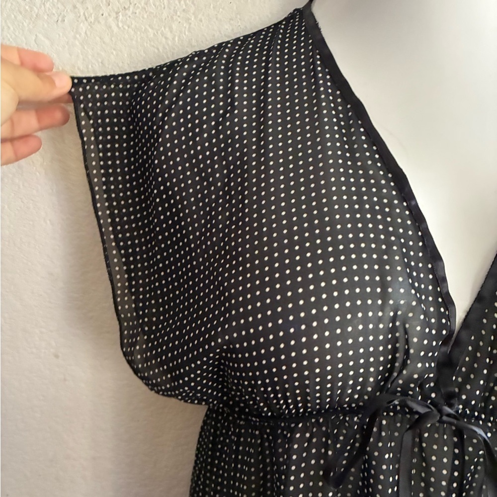 New Tower Black Sheer White Polka Dots Pattern S - Picture 7 of 12